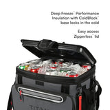 Titan by Arctic Zone Zipperless Soft Sided Cooler with HardBody Liner and SmartShelf, Insulated Bag with Shoulder Strap and Bottle Opener for Beach, Picnic, and Travel, 30 Can Capacity, Sharkskin Gray