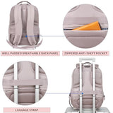 KROSER Travel Laptop Backpack 17 Inch Large Computer Backpack Water-Repellent Daypack with USB Charging Port & Headphone Interface RFID Pockets for Work/Business/College/Men/Women Dusty Pink(Quilted)