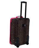Rockland Jungle Softside Upright Luggage Set, Pink Leopard, 4-Piece Set (14/29/24/28)