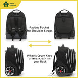 NEW TILAMI 20 inch Rolling Backpack Lunch Bag for Teens Adults, Climbing Stairs Waterproof Backpack with Wheels for School Business Trave Camping with Laptop Compartment, Fit 17 Inch Laptop, Black