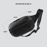 NOMATIC Navigator Sling 1L Bag - 1L w/ 2L Built-In Expansion - Slim & Lightweight Crossbody, Fanny-Pack - Water Resistant Everyday (Black)