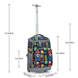 Tilami Rolling Backpack 19 inch with Lunch Bag Wheeled Laptop Backpack, Sport Balls