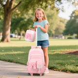DIGOBAY Rolling Backpack for Girls, Cute Roller School Bag with Wheels, Kids Wheeled Backpacks Set with Lunch Bag Pencil Case for Teen Girls Kindergarten Elementary Middle School