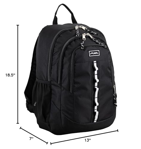 FUEL Travel Laptop Backpack Sport Shock Multi Large Compartments for College Bookbag, Hiking, Work, 18.5 x 13 x 7 Inches, Inch Black