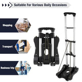 2 Wheels Foldable Luggage Cart with Retractable Handle and Elastic Rope