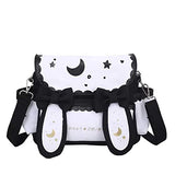 SUFUZEGA Japanese Kawaii Bunny Ear Backpack with Cute Manga Girl School Backpack Book Bag Satchel Student Teen JK (Small, Black)