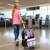 Meetbelify Backpack with Wheels for Girls Rolling Backpack Cute Carry on Backpack Kids Luggage with Lunch Box Pencil Case for Elementary Student