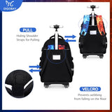 DIGOBAY Rolling Backpack for Boys, 3PCS Luminous Gamer Roller Backpack Set