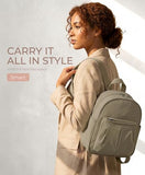 VASCHY Small Backpack for Women, Lightweight Travel Purse for Women, Waterproof Mini Backpack for Hiking, Work & Daily Use – Nylon Casual Daypack Handbag Brown