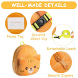 VASCHY Toddler Backpack, Baby Boys and Girls Cute Plush Animal Small Daycare Backpack for Baby Little Kids Yellow Cat