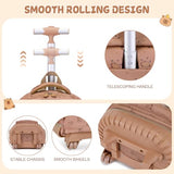 Similove Capybara Theme Rolling Backpack with Lunch Bag & Pencil Case, Kids Rolling Backpack for Girls, Wheeled School Bookbag with Telescoping Handle for Kindergarten Elementary Middle High School