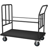 Luggage Cart,850LB Load Luggage Trolley with 5" Quiet Wheels & Secures Poles,Heavy-Duty Steel Hand Truck for Hotel Bellman,Airport,Commercial Use,Non-Slip Platform Dolly(42.51" x 25.19" x 34.25")