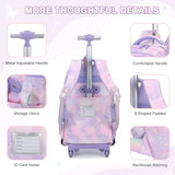 Scothen Rolling Backpack for Girls, 3PCS Roller School Backpacks for Girls with Lunch Bag and Pencil Pouch, Kids Bookbag Schoolbag with Wheels for Teen Girl Kindergarten Elementary Middle School