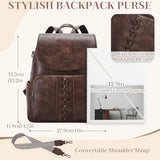 VASCHY Backpack Purse for Women, Fashion Cute Vegan Leather Flap Backpack Convertible Handbag for Ladies with Guitar Strap Coffee