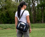 Latitude 64 Slim HEX Shoulder Bag | Lightweight Disc Golf Bag with Putter Pocket | Durable HEX Pattern Nylon Material | Compact Storage for Casual Rounds & Practice | Holds Up to 8 Discs (Navy)