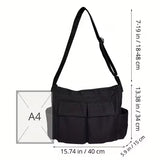 Workwear Canvas Shoulder Bag Large Capacity Retro Messenger Bag New Student Class Messenger Bag (GREEN)
