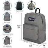 JanSport NCAA Officially Licensed Backpack, Indiana Hoosiers, Superbreak Plus with Padded 15'' Laptop Sleeve, Spacious Computer Bag for Men & Women, Durable Daypack with Bottle Pocket, Graphite Grey