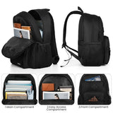 Black Backpack for Men and Women, Backpack for School Teens Boys and Girls, Lightweight Casual High School Bookbag, Daily-use Travel Laptop Backpack with USB Charging Port Fits 15.6 Inch Notebook