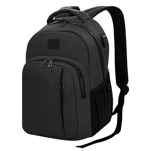 WOLT Laptop Backpack for Men Women for 15.6 Inch and 17 Inch Notebook, Travel Backpack Carry On Flight Approved with Computer Compartment, College Bookbag with USB Charging Port (Black)
