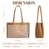 S-ZONE Genuine Leather Tote Bag for Women Work Large Shoulder Handbag with Zipper Compartment for Travel Professional (light brown)