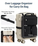 MIAOJIE Over Luggage Organizer Bag for Suitcase with Multi Pockets, 16” Laptop Bag with Handle, Portable Travel Organizer Bags for Luggage with Adjustable Straps, Tote Carry Bag for Men Women(Black)