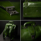 Time Resistance Leather Backpack for Men and Women - Business Rucksack Laptop Bag (Green)