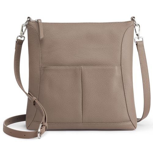 S-ZONE Leather Crossbody Bags for Women RFID Blocking Travel Purse Designer Shoulder Handbags Adjustable Strap