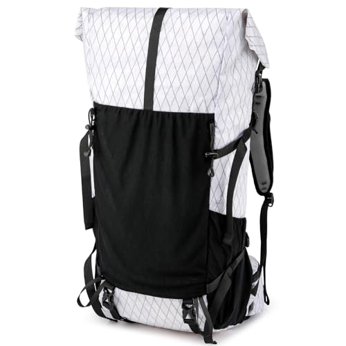 Hiking Backpack,40L to 50L Extra Large Capacity Hiking Bag,Internal Frame Camping Backpack,Upgraded X-PAC Lightweight Sport Daypack Travel Backpack Fit For Mountain Climbing Camping(White)