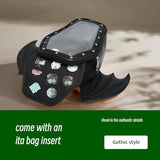 CHERRY SAUCE Gothic Coffin Shape Fashion Ita Bag Backpack Halloween Shoulder Bag, Detachable wings Purses Handbags