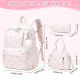 ACESAK Backpack for Girls - Corduroy Girls Backpack with Lunch Bag & Pencil Pouch for Teen Kids Laptop Backpack for Women, Middle High School Bookbag Travel Daypack (Beige Bow Tie)