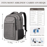 JARWAM 17" Travel Laptop Backpack, Airline Approved Computer Bag, Grey