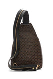 Calvin Klein Women's Millie Backpack for Women – Vegan Leather Monogram Backpack, 2 Pockets, Brown/Khaki/Black, One Size