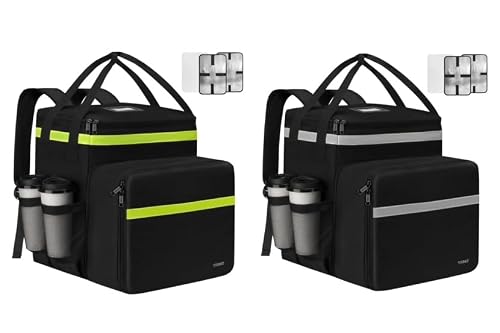 Ytonet Food Delivery Bag, Expandable Insulated Food Delivery Backpack Black and Grey