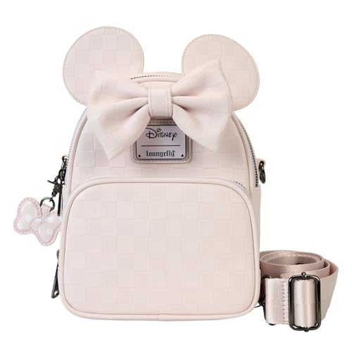 Loungefly Minnie Mouse Checkered Texture Convertible Mini Backpack & Crossbody Bag | Backpacks4Less