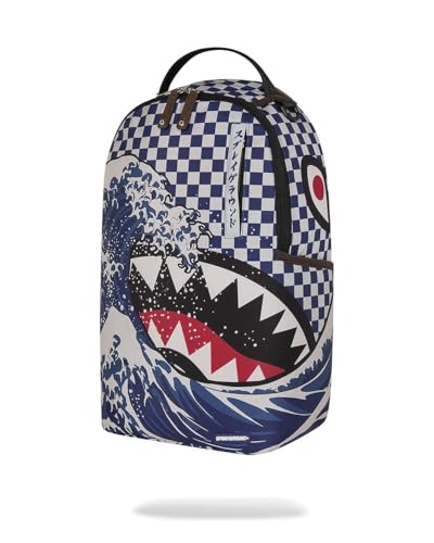 Sprayground Ichimatsu Moyo Camokawa Shark Backpack, Blue, Japanese Checkered Camo Pattern