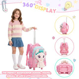 Meetbelify Rolling Backpack for Girls Backpacks with Wheels for Elementary Student Kids School Travel Bag for Girls Ages 6-8 Years Old