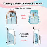 Dansydaisy 11 x 7.8 x 4.7 Inch Mini Backpack Organizer Insert Waterproof Purse Insert Nylon Bag Organizer with Many Pockets for Men and Women, Fits Small Backpacks(Light Blue)