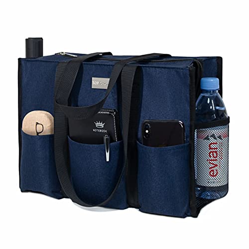 TOPDesign Utility Water Resistant Tote Bag with 13 Exterior & Interior Pockets, Top Zipper Closure & Thick Bottom Support, for Working | Backpacks4Less