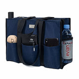 TOPDesign Utility Water Resistant Tote Bag with 13 Exterior & Interior Pockets, Top Zipper Closure & Thick Bottom Support, for Working Women, Teachers, Nurses, Accountants (Blue)