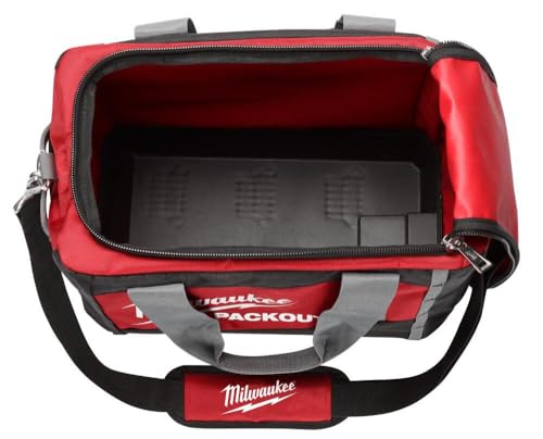 Milwaukee bag tool Milwaukee 48-22-8321 Tool Bag, 9.6 in W, 15 in D, 12.2 in H, 2 -Pocket, Polyester, Black/Red
