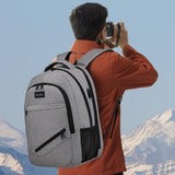 Asenlin Travel Laptop Backpack for Women & Men,Water Resistant Business Slim Sturdy Laptops Backpack with USB Charging Port,Fits 17.3 Inch Notebook College School Computer Bag-Grey