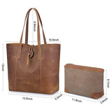 S-ZONE Vintage Genuine Leather Tote Bag for Women Large Shoulder Purse Handbag
