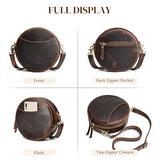 S-ZONE Leather Crossbody Bags for Women Trendy Circle Cross Body Shoulder Bag Designer Round Purses