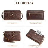 S-ZONE Leather Crossbody Bags for Women Small Bag Phone Purse RFID Blocking Clutch Purses Convertible Wristlet with 2 Straps