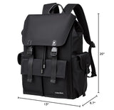 Colins Keirs Black Backpack for Men, 16 Inch Laptop Backpack with Computer Compartment, Drawstring Slim Waterproof Tech Backpack for Travel, Work, College or Daily Use