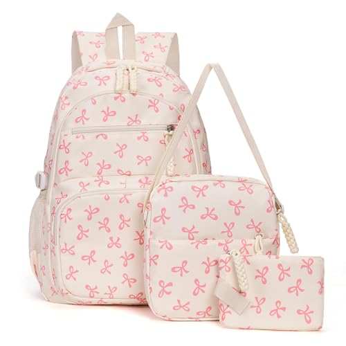 Cute Coquette Bow Backpack for Girls 3 Piece Set Laptop Daypack