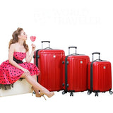 World Traveler Contour 20-Inch Carry-On Polycarbonate Hardside Expandable Spinner Luggage with TSA Lock - Red