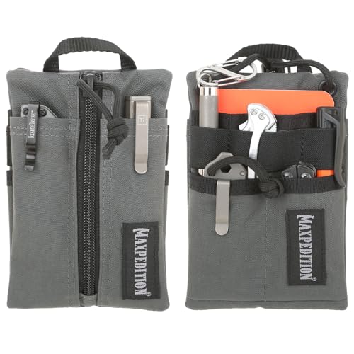 MAXPEDITION Platy Pocket Organizer, Durable EDC Tool Pouch for Men, Neck Wallet with Paracord Lanyard, Holds Flashlight, Multitool, Pen, Notebook (Wolf Gray, 4" x 6")