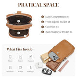 S-ZONE Small Crossbody Bags for Women Travel, Genuine Leather Wallet Phone Purse with RFID Blocking