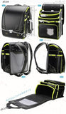 IwaiLoft Ransel Randoseru Backpack with Automatic Satchel for Boys, Japanese School Bag Embroidery PU Bookbag for Men Male (Lightning Black&Yellow)